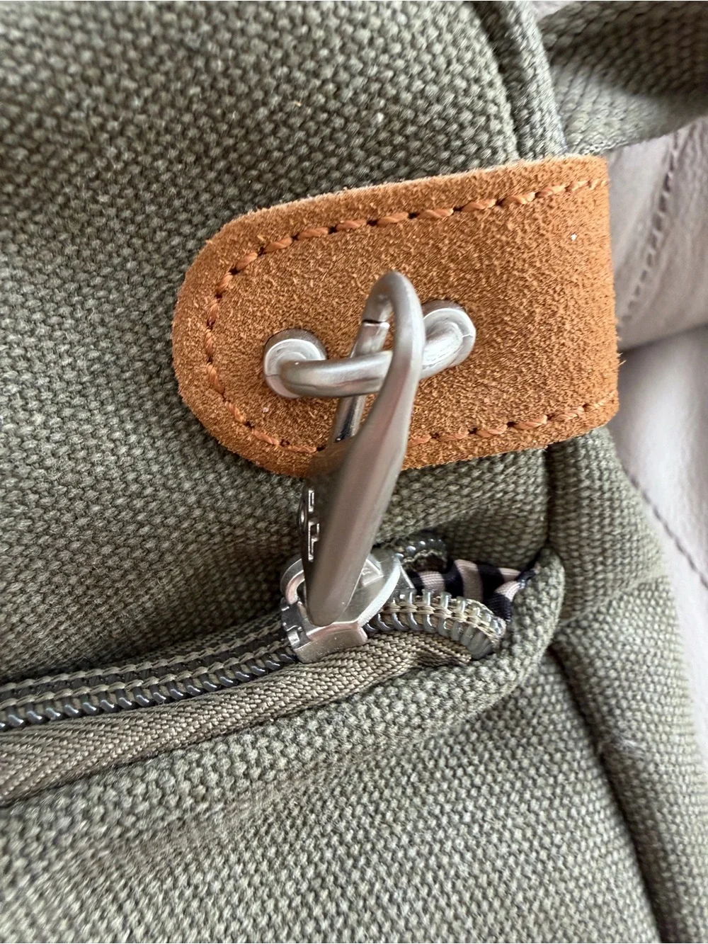 Travelon Olive Canvas Crossbody Messenger with Tan Accents